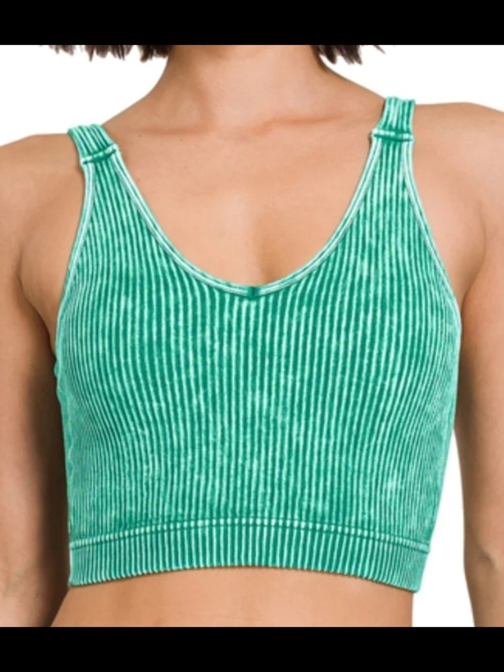 NWOT Zenana Outfitters Green Ribbed Crop Tank Top